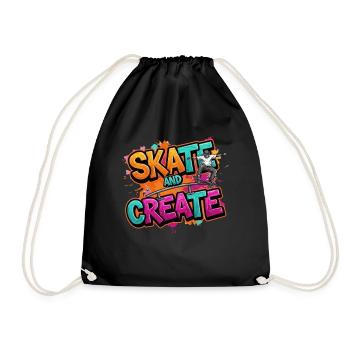 Skater Creativity – Skate and Create Skaterlook - Drawstring Bag - black - Front