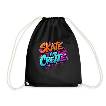 Skate and Create – Graffiti Street Art Design - Drawstring Bag - black - Front