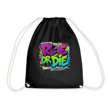Ride or Die Skateboard Graffiti – Streetstyle - Drawstring Bag - black - Front