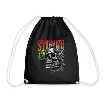 Stoned 420 Skull – Weed & Skull - Turnbeutel - Schwarz - Vorne