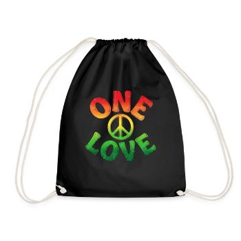 Colorful peace love in reggae look - Drawstring Bag - black - Front