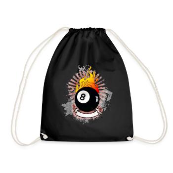 Burning 8-Ball (Billiards design) 03 - Drawstring Bag - black - Front