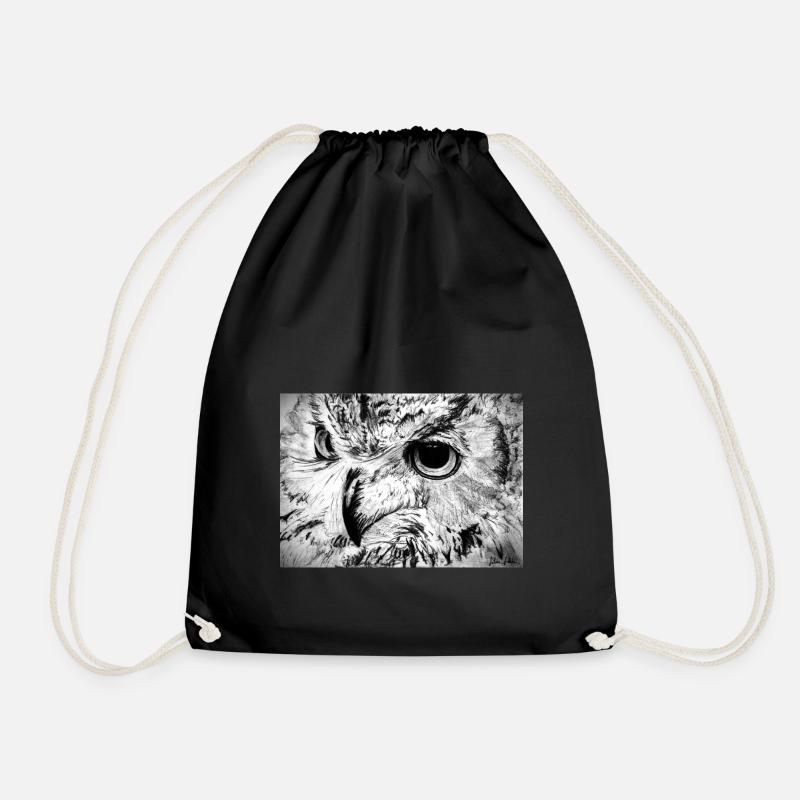 Eule S/W - Turnbeutel - Schwarz