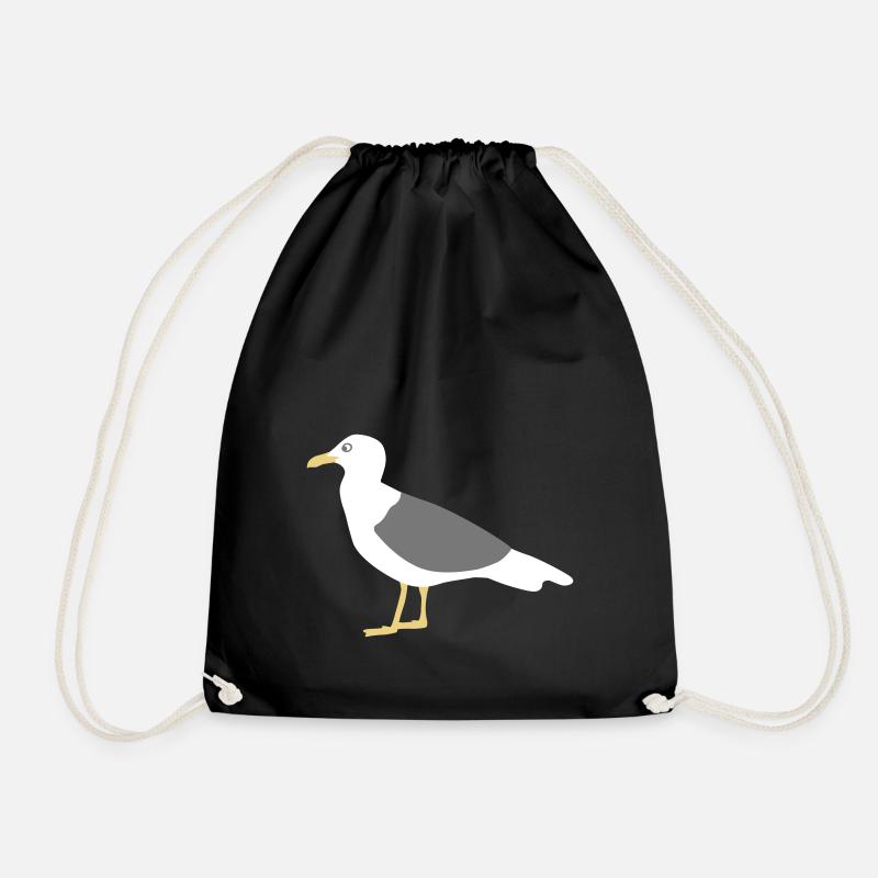 seagull - Drawstring Bag - black