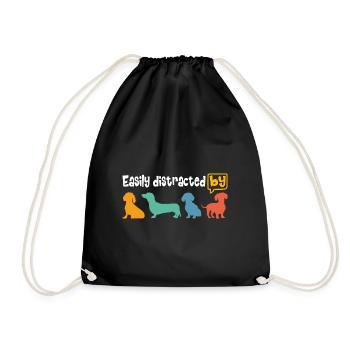 Enthusiastic about the dachshund, easily distracted by the dachshund - Drawstring Bag - black - Front