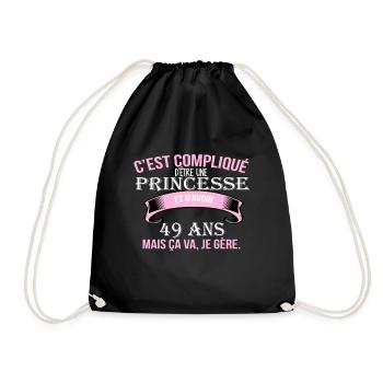 49 years old - Drawstring Bag - black - Front