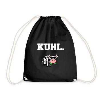 Kuhl lustiges Kuh Motiv Schwarz 2 - Turnbeutel - Schwarz - Vorne