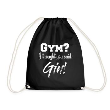 Gym and Gin Funny Gin Motif Black - Drawstring Bag - black - Front