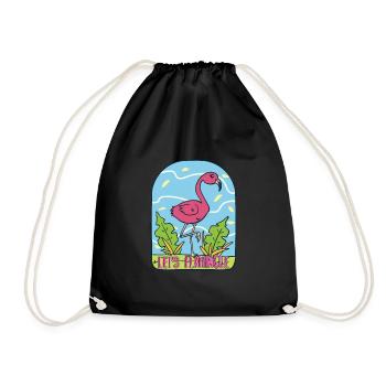 Let's Flamingle TShirt Flamingo pink pink gift - Drawstring Bag - black - Front