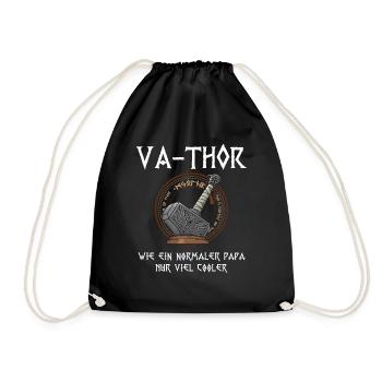 Va-Thor Vater Thor Vatertag Wikinger Papa Geschenk - Turnbeutel - Schwarz - Vorne