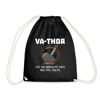Va-Thor Vater Thor Vatertag Wikinger Papa Geschenk - Turnbeutel - Schwarz - Vorne