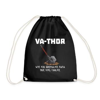 Va-Thor Vater Thor Vatertag Wikinger Papa Geschenk - Turnbeutel - Schwarz - Vorne