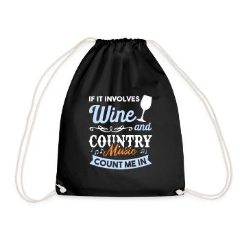 Wine and country music - I'm in - Drawstring Bag - black - Front