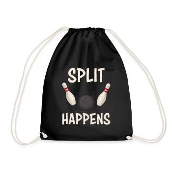 Split happens! funny bowling t-shirt for bowlers - Drawstring Bag - black - Front
