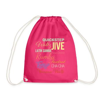 Ballroom Dance Words - Waltz Jive Samba Paso Doble - Drawstring Bag - fuchsia - Front
