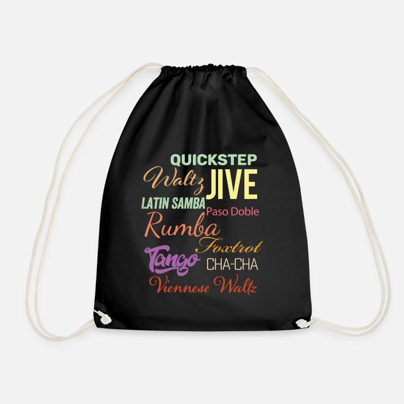 Ballroom Dance Words - Waltz Jive Samba Paso Doble - Drawstring Bag - black