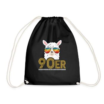 90er Jahre Outfit Kostüm Fasching - Turnbeutel - Schwarz - Vorne