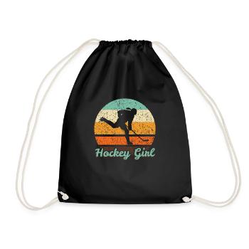 Vintage Retro Hockey Girl Eishockey Spieler - Turnbeutel - Schwarz - Vorne
