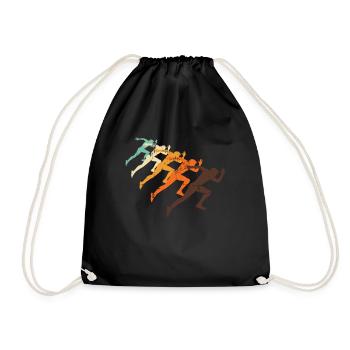 Retro Sprint Runner Athlete Marathon Athletics - Drawstring Bag - black - Front