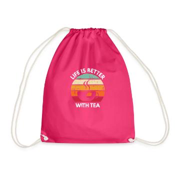 Matcha Grüner Tee Trinker Geschenk Green Tea - Turnbeutel - Fuchsia - Vorne