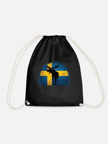 Schweden Elch Skandinavien schwedisch - Turnbeutel - Schwarz