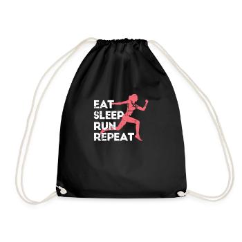 Eat Sleep Run Repeat Laufen Athlet Marathon - Turnbeutel - Schwarz - Vorne