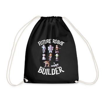 Future Robot Builder, Robot, Robot Art, Robot - Drawstring Bag - black - Front