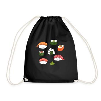 Sushi Shirt, Cute Gift for Sushi - Drawstring Bag - black - Front