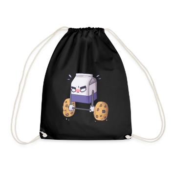 Milk and Cookies Workout Design, Funny Gym Gift - Drawstring Bag - black - Front