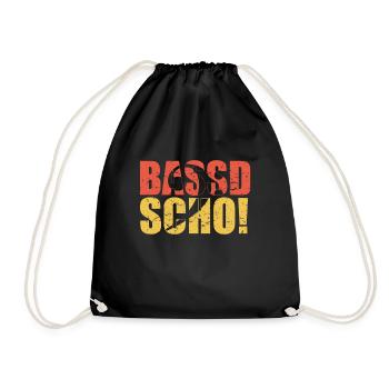 Bassist Geschenk BASSD SCHO Bassisten Geschenkidee - Turnbeutel - Schwarz - Vorne