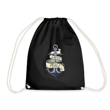 Hamburger Hafen Perle Anker Seemann Geschenk - Turnbeutel - Schwarz - Vorne