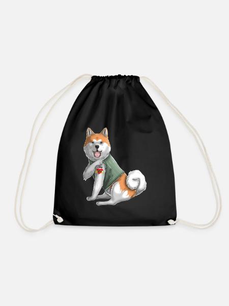 Ich liebe Mama Tattoo japanische Akita Inu Mama - Turnbeutel - Schwarz