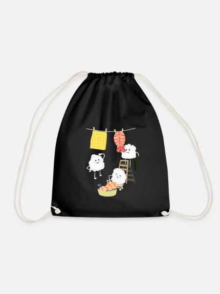 Kawaii Sushi Laundry - Drawstring Bag - black