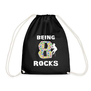 Being 8 Rocks Rock Climbing Bouldering 8th - Drawstring Bag - black - Front
