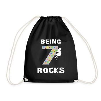 Being 7 Rocks Rock Climbing Bouldering Birthday - Drawstring Bag - black - Front