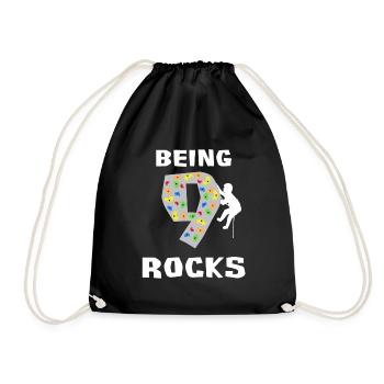 Being 9 Rocks - Rock Climbing 9th Birthday Gift - Drawstring Bag - black - Front