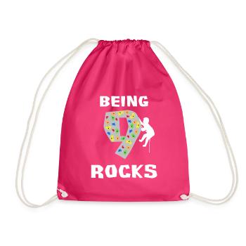9 Felsen sein - Klettern 9. Geburtstagsgeschenk - Turnbeutel - Fuchsia - Vorne