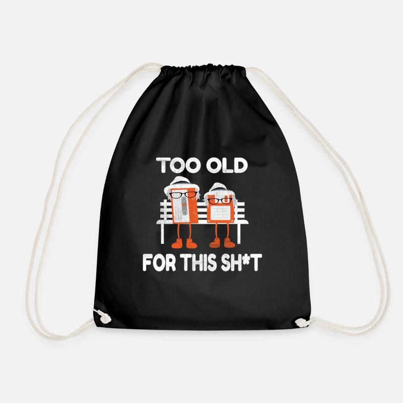 90s 90s Storage Media Floppy Disk Cassette On Bench - Drawstring Bag - black