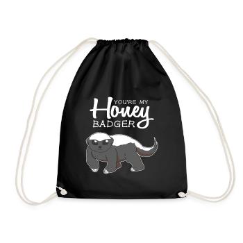 You're My Honey Badger Romantic Pun - Drawstring Bag - black - Front