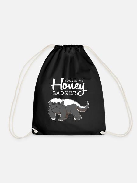 You're My Honey Badger Romantic Pun - Drawstring Bag - black
