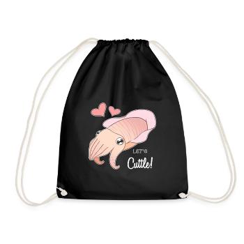 Let's Cuttle! Cute & Funny Cuttlefish Romantic - Drawstring Bag - black - Front