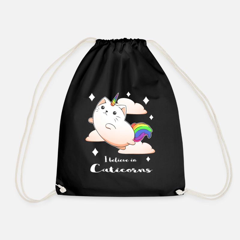 Ich glaube an Caticorn Funny Cat Unicorn - Turnbeutel - Schwarz