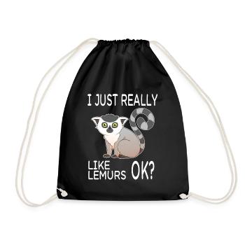 I Just Really Like Lemurs Ok? - Drawstring Bag - black - Front