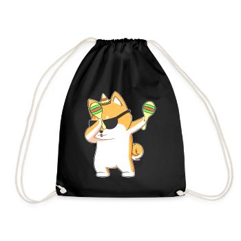 Dabbing Shiba Inu Dog In Sombrero With Maracas - Drawstring Bag - black - Front