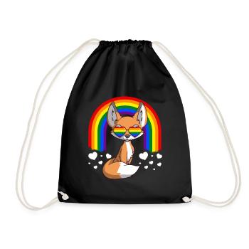 LGBTQ Fox Gay Pride Rainbow - Drawstring Bag - black - Front