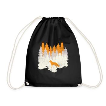 Rétro Renard Vintage Forêt Collage de sapins - Sac de sport léger - noir - Devant
