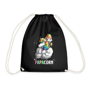 Papacorn - Magical Unicorn Dad - Drawstring Bag - black - Front
