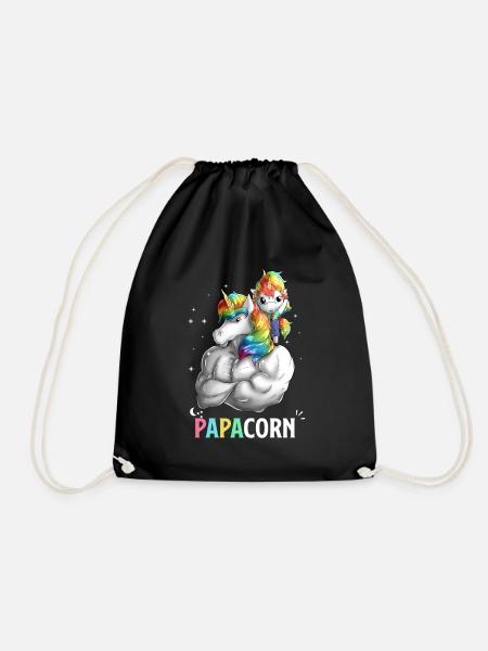 Papacorn - Magischer Einhornvater - Turnbeutel - Schwarz
