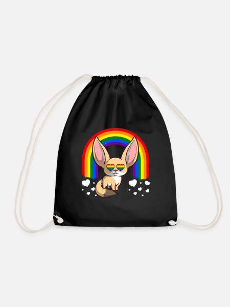 LGBT Homosexuell Stolz Regenbogen Fennec Fox - Turnbeutel - Schwarz