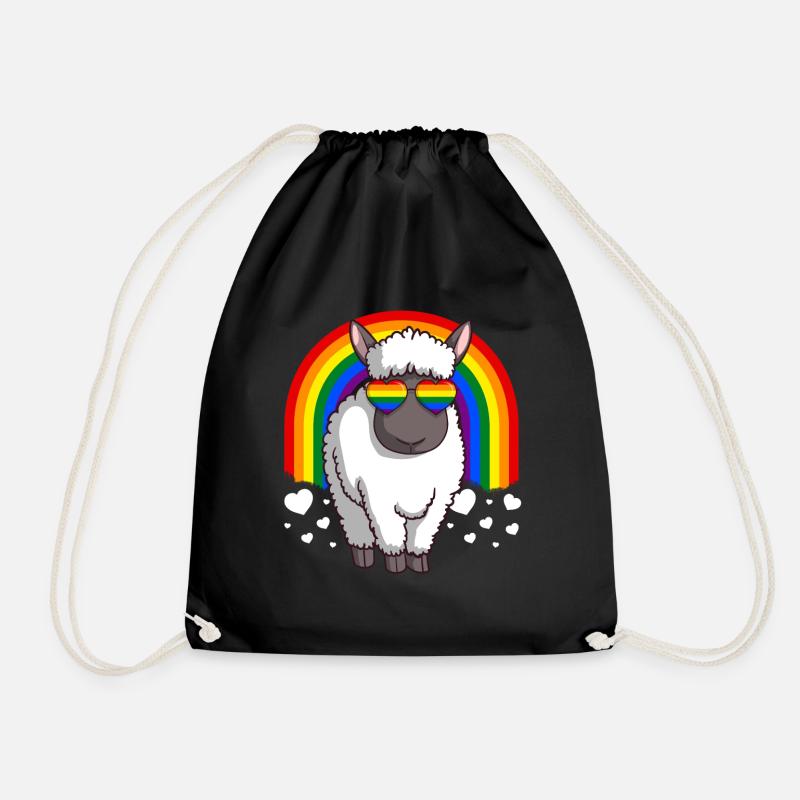 LGBT Sheep Gay Pride Rainbow - Drawstring Bag - black